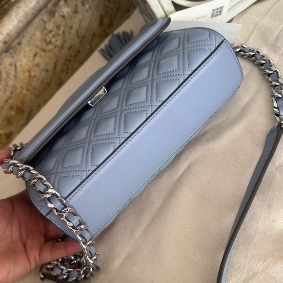 New Tory Burch SMALL FLEMING CONVERTIBLE SHOULDER BAG Gray blue - Picture 5 of 10